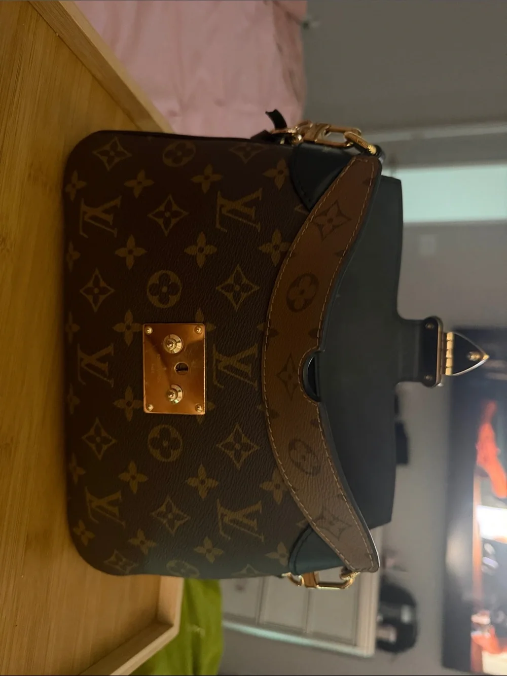 Louis Vuitton Brown Monogram Canvas Crossbody with Black Accents